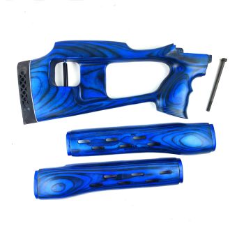 Комплект (приклад и накладки) шпон с эргономической щекой, синий Тигр(СОК-5), стяжной винт  в СНГ фото