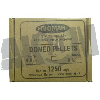 Пули Люман Domed pellets (1250 шт) круглая головка 0,68 гр, калибр 4,5мм в СНГ фото